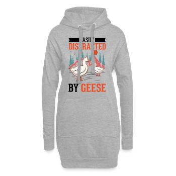 Easily distracted by Geese Gänsezüchter Gänse - Hoodie-Kleid - Grau meliert - Vorne
