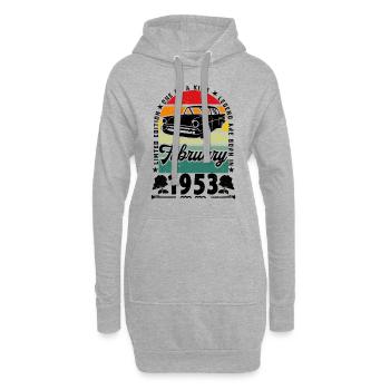 Geburtstag Februar 1953, Jahrgang Februar 1953. - Hoodie-Kleid - Grau meliert - Vorne