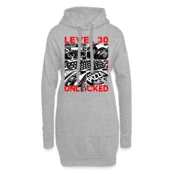 Geburtstag Level 30 freigeschaltet Gaming & Zocker - Hoodie-Kleid - Grau meliert - Vorne