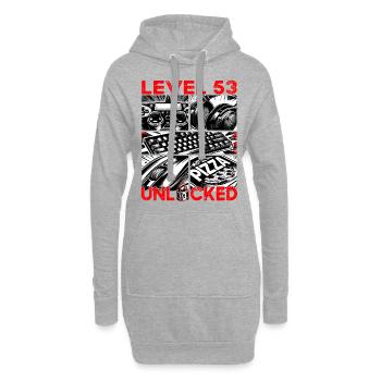 Geburtstag Level 53 freigeschaltet Gaming & Zocker - Hoodie-Kleid - Grau meliert - Vorne