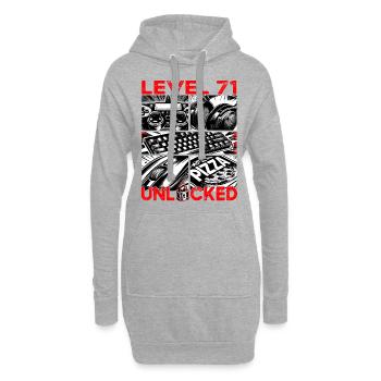 Geburtstag Level 71 freigeschaltet Gaming & Zocker - Hoodie-Kleid - Grau meliert - Vorne