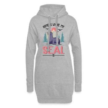 Zuhause ist wo meine Robbe ist Seehund Seelöwe - Hoodie-Kleid - Grau meliert - Vorne