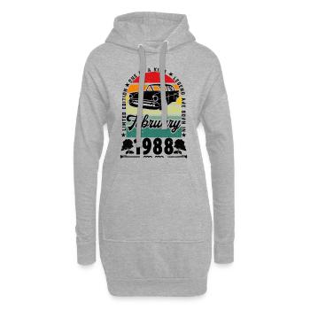 Anniversaire février 1988, Vintage février 1988. - Sweat-shirt à capuche long Femme - gris chiné - Devant