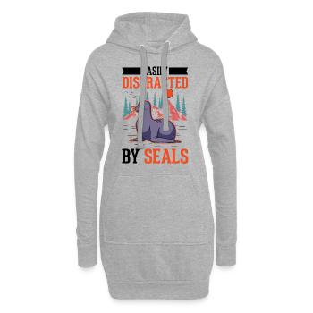 Facilement distrait par le phoque Phoque Lion de mer - Sweat-shirt à capuche long Femme - gris chiné - Devant