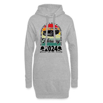 Geburtstag Februar 2024, Jahrgang Februar 2024. - Hoodie-Kleid - Grau meliert - Vorne