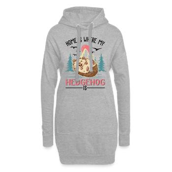 La maison, c’est là où se trouve mon hérisson - Sweat-shirt à capuche long Femme - gris chiné - Devant