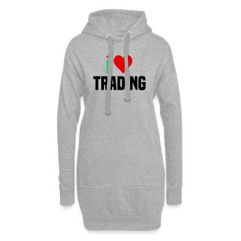 J’adore le trading Ich liebe Trading - Sweat-shirt à capuche long Femme - gris chiné - Devant