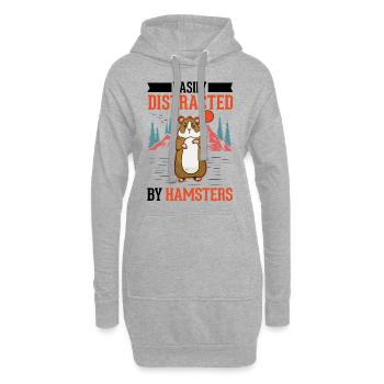 Easily distracted by Hamsters Goldhamster - Hoodie-Kleid - Grau meliert - Vorne