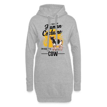 Costume de vache Agriculteur Eleveur de bovins - Sweat-shirt à capuche long Femme - gris chiné - Devant