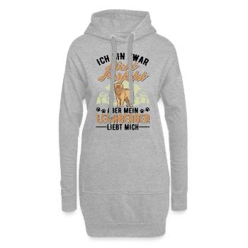 Leonberger Geschenk - Hoodie-Kleid - Grau meliert - Vorne