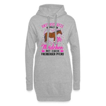 Freiberger Pferd Mädchen - Hoodie-Kleid - Grau meliert - Vorne