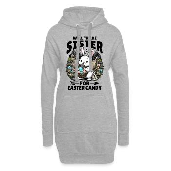 Will Trade Sister For Easter Candy - Hoodie Dress - heather grey - Front