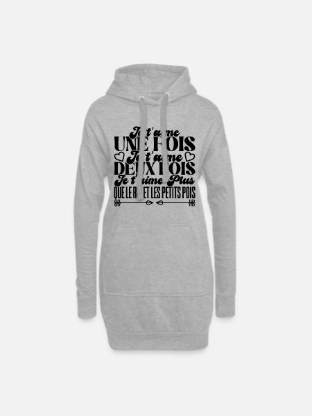 Ich liebe dich einmal, ich liebe dich zweimal - Hoodie-Kleid - Grau meliert