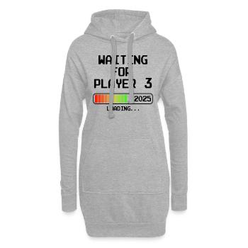 Werdender Papa 2025 Bald Mama Waiting For Player 3 - Hoodie-Kleid - Grau meliert - Vorne