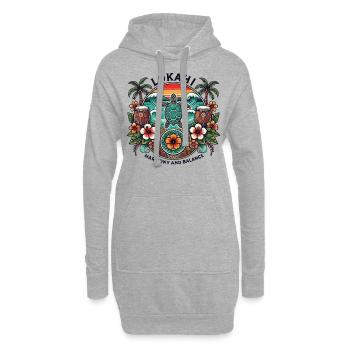 Lokahi - Hawaiianische Harmonie & Balance Schildkröte Design - Hoodie-Kleid - Grau meliert - Vorne