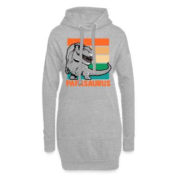 Papa Père Dino Dinosaure Papasaurus - Sweat-shirt à capuche long Femme - gris chiné - Devant