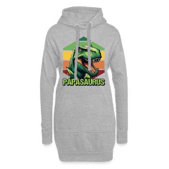 Papa Père Dino Dinosaure Papasaurus - Sweat-shirt à capuche long Femme - gris chiné - Devant