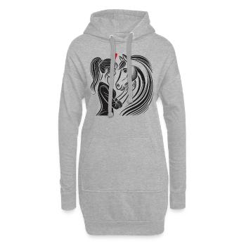 Pferd, Reiten, Reiterin, Pferdebesitzer, Reitsport - Hoodie-Kleid - Grau meliert - Vorne