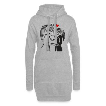 Pferd, Reiten, Reiterin, Pferdebesitzer, Reitsport - Hoodie-Kleid - Grau meliert - Vorne