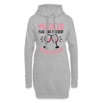 Mädels Egal Was Passiert Pegel Halten - Hoodie-Kleid - Grau meliert - Vorne