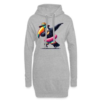 Tukan, Tropischer Vogel, Dabbing, Exotisch, Strand - Hoodie-Kleid - Grau meliert - Vorne