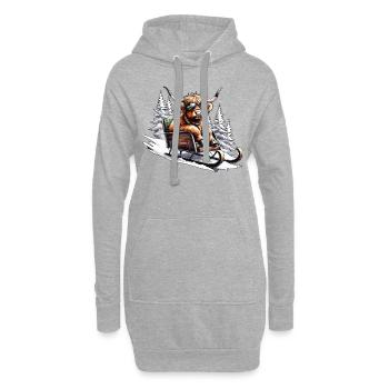 Weihnachtsschlitten Lustige Hochlandkuh - Hoodie-Kleid - Grau meliert - Vorne