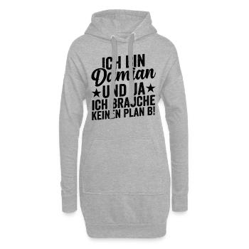 Prénom Damian - Sweat-shirt à capuche long Femme - gris chiné - Devant