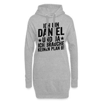 Prénom Daniel - Sweat-shirt à capuche long Femme - gris chiné - Devant