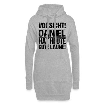 Prénom Daniel - Sweat-shirt à capuche long Femme - gris chiné - Devant
