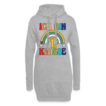 Erste Klasse Schulkind Schulbeginn Einschulung - Hoodie-Kleid - Grau meliert - Vorne