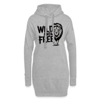 Wild and free Löwen Design - Hoodie-Kleid - Grau meliert - Vorne