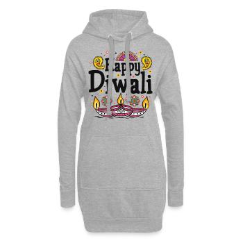 Happy Diwali - Hoodie-Kleid - Grau meliert - Vorne