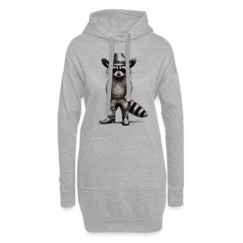 Raton laveur, Cow-boy, Western, Pays - Sweat-shirt à capuche long Femme - gris chiné - Devant