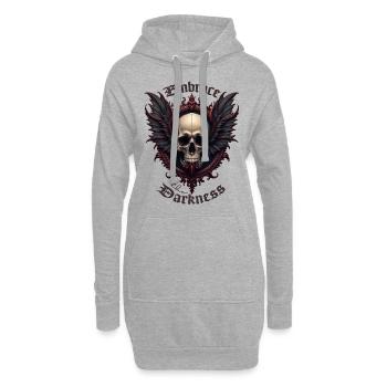 Gothic Totenschädel Flügel Barock Totenschädel dunkler Totenkopf Totenschädel - Hoodie-Kleid - Grau meliert - Vorne