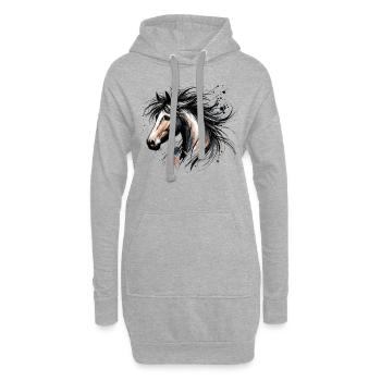 Pferd, Reiten, Reiterin, Pferdebesitzer, Reitsport - Hoodie-Kleid - Grau meliert - Vorne
