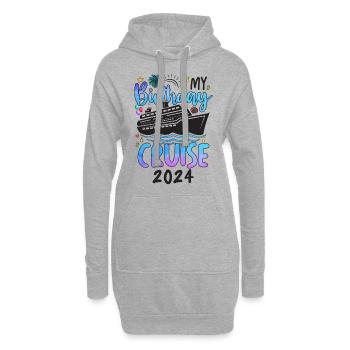 Ma croisière d’anniversaire 2024 - Sweat-shirt à capuche long Femme - gris chiné - Devant