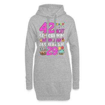 42 Ist Gar Nicht So Schlimm - Hoodie-Kleid - Grau meliert - Vorne