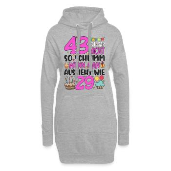 43. Geburtstag Frauen 43 Ist Gar Nicht So Schlimm - Hoodie-Kleid - Grau meliert - Vorne