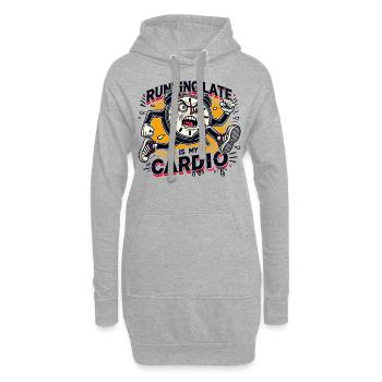 Running Late is My Cardio Funny Clock Humor - Sweat-shirt à capuche long Femme - gris chiné - Devant