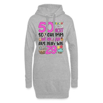 50. Geburtstag Frauen 50 Ist Gar Nicht So Schlimm - Hoodie-Kleid - Grau meliert - Vorne