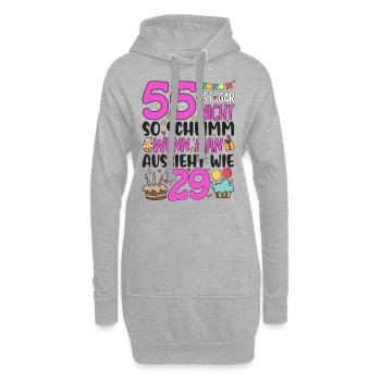 55. Geburtstag Frauen 55 Ist Gar Nicht So Schlimm - Hoodie-Kleid - Grau meliert - Vorne