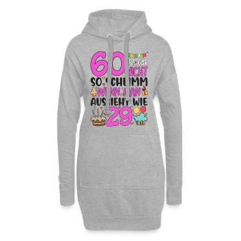 60. Geburtstag Frauen 60 Ist Gar Nicht So Schlimm - Hoodie-Kleid - Grau meliert - Vorne