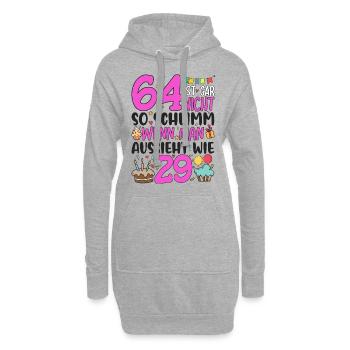 64. Geburtstag Frauen 64 Ist Gar Nicht So Schlimm - Hoodie-Kleid - Grau meliert - Vorne