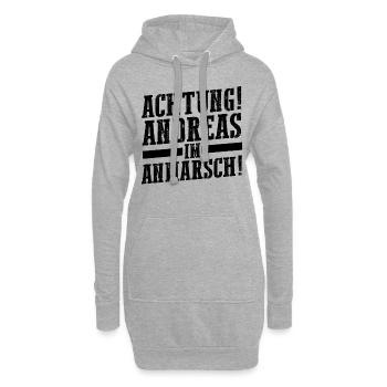 Prénom Andreas - Sweat-shirt à capuche long Femme - gris chiné - Devant
