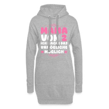 Mama Von 2 Kindern - Hoodie-Kleid - Grau meliert - Vorne
