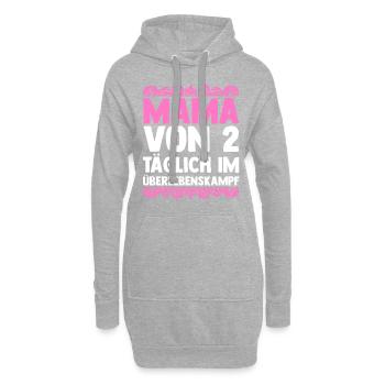 Mama Von 2 Kindern - Hoodie-Kleid - Grau meliert - Vorne