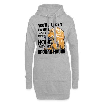 Afghan Hound You're Lucky I am Here - Hoodie Dress - heather grey - Front