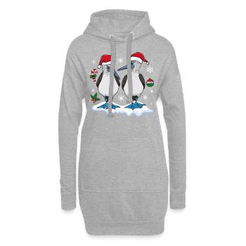 Weihnachts Blaufußtölpel - Hoodie-Kleid - Grau meliert - Vorne