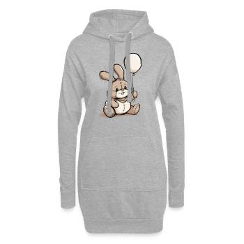 Lapin avec ballon - Sweat-shirt à capuche long Femme - gris chiné - Devant