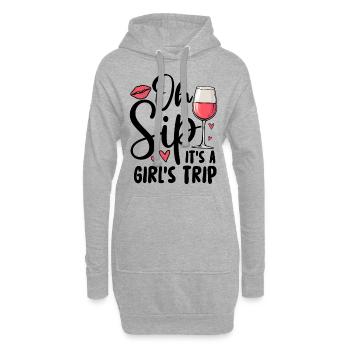 Oh Sip C’est un voyage entre filles - Sweat-shirt à capuche long Femme - gris chiné - Devant